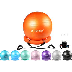 TOPKO Gym Ball with Base and Resistance bands