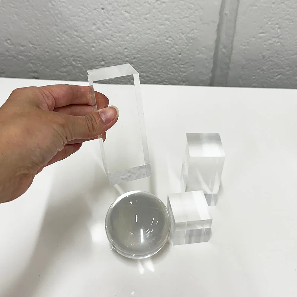 Transparent Photography Props Bundle includes Lens Ball & Acrylic Blocks (DEMO STOCK)