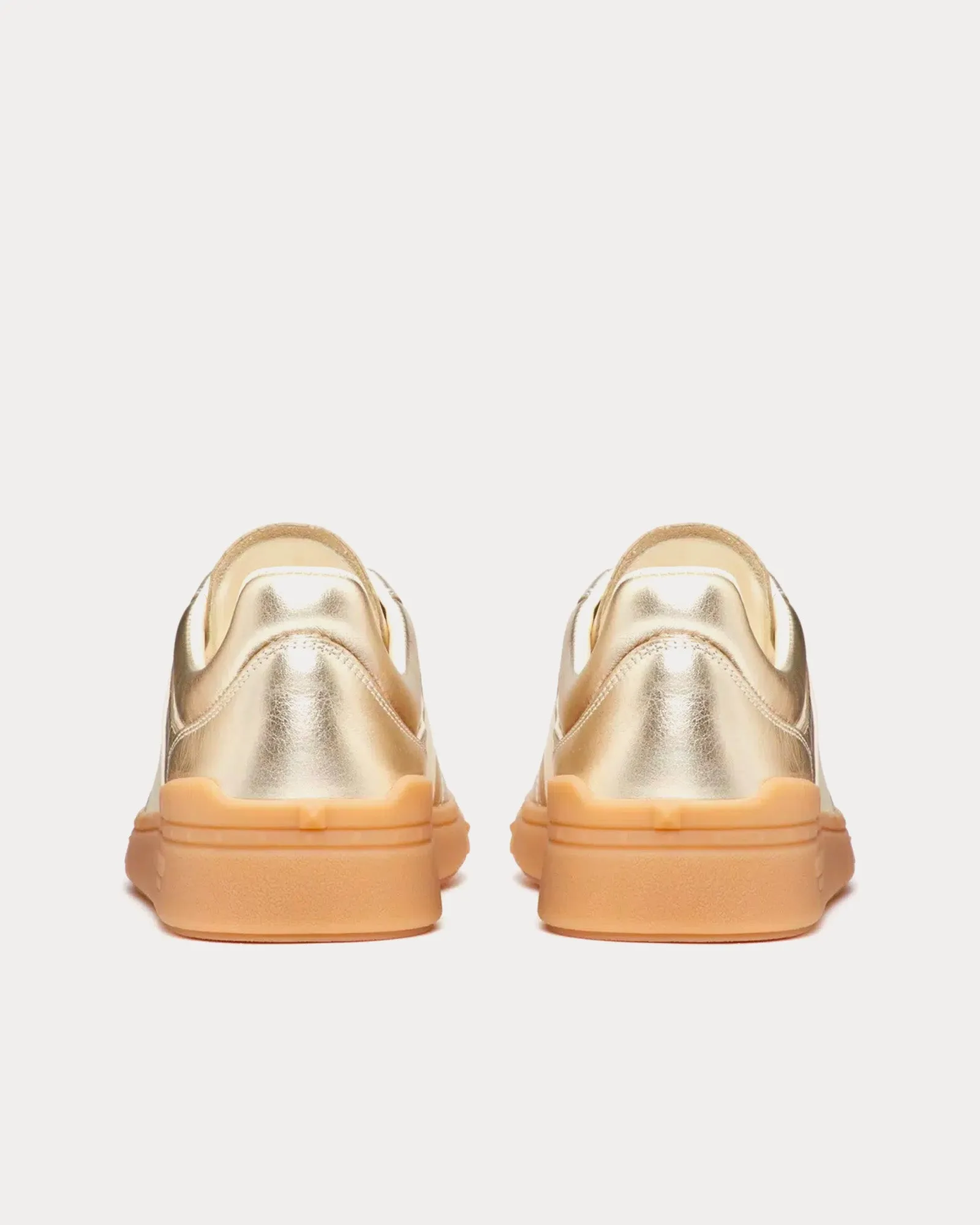 Upvillage Laminated Calfskin Leather Platinum / Ivory / Amber Low Top Sneakers