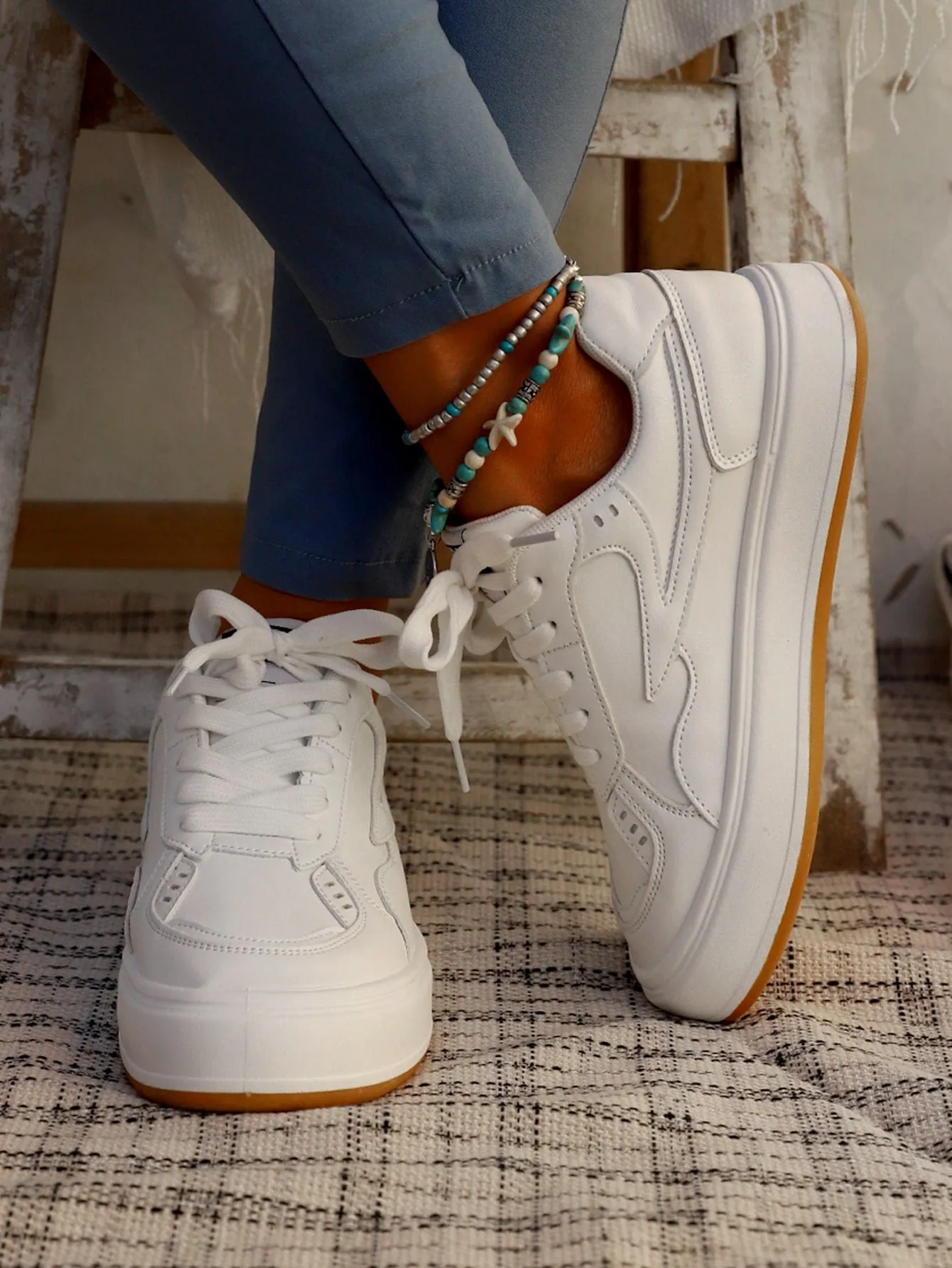 Women Colorblock Lace-up Front Casual Shoes, Sporty Outdoor Skate Shoes