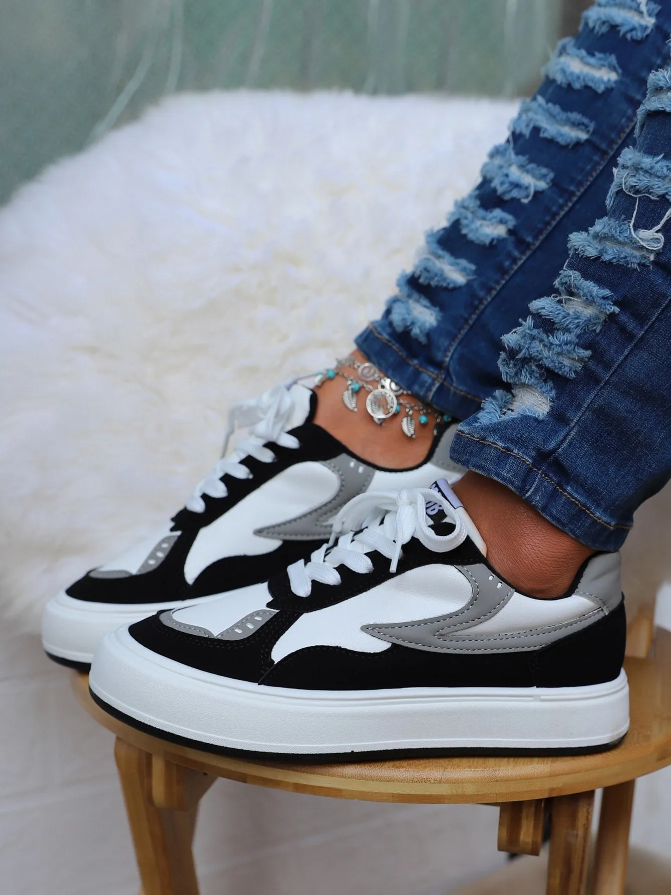 Women Colorblock Lace-up Front Casual Shoes, Sporty Outdoor Skate Shoes
