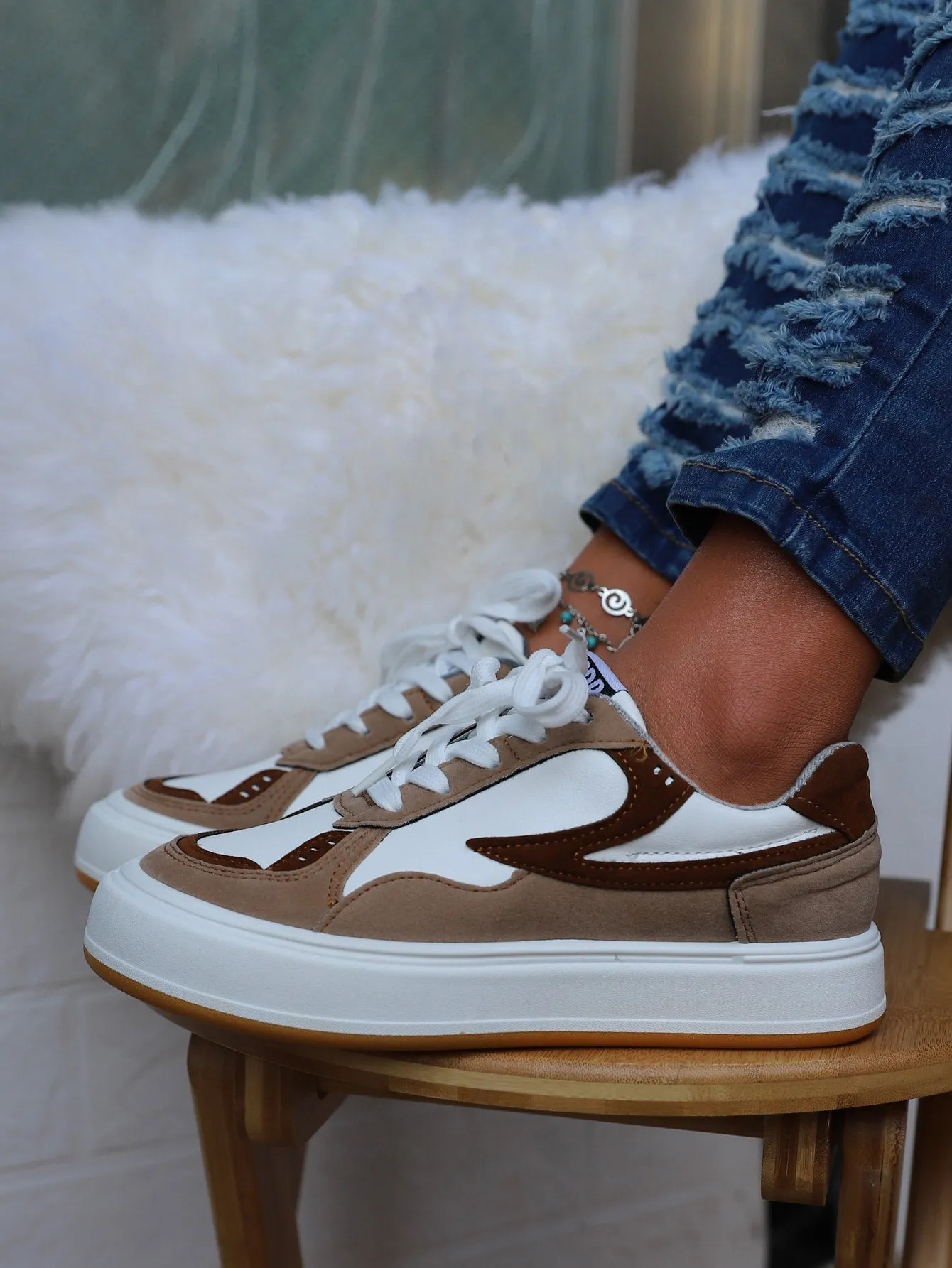 Women Colorblock Lace-up Front Casual Shoes, Sporty Outdoor Skate Shoes
