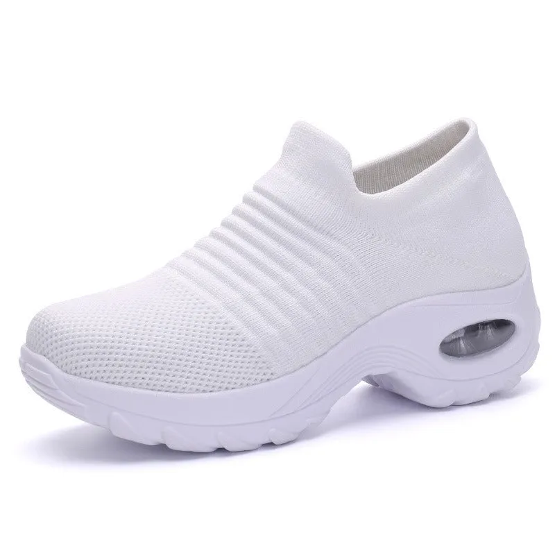 Women Mesh Sock Sneakers Slip Platform Loafers