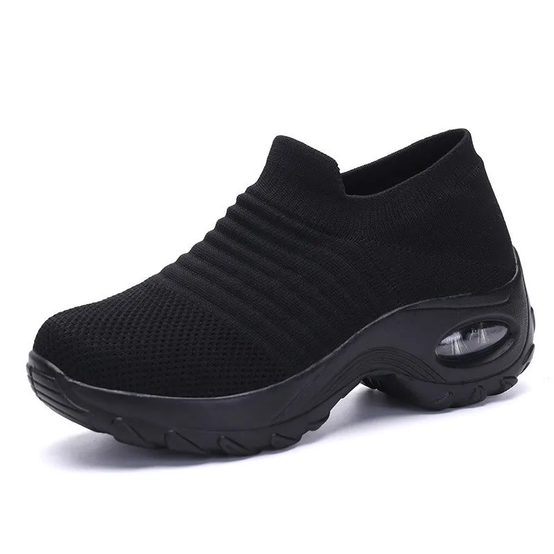 Women Mesh Sock Sneakers Slip Platform Loafers