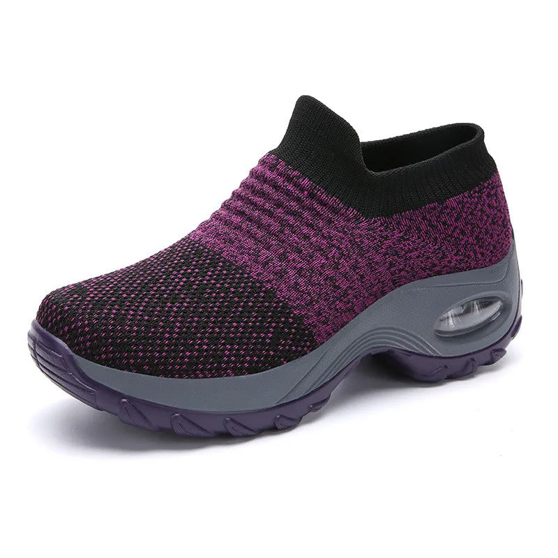 Women Mesh Sock Sneakers Slip Platform Loafers