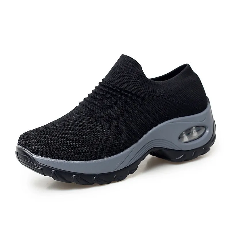 Women Mesh Sock Sneakers Slip Platform Loafers