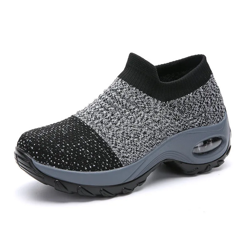 Women Mesh Sock Sneakers Slip Platform Loafers